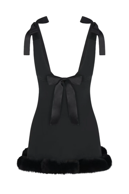 Atalanta Bow Embellished Mini Dress - Black