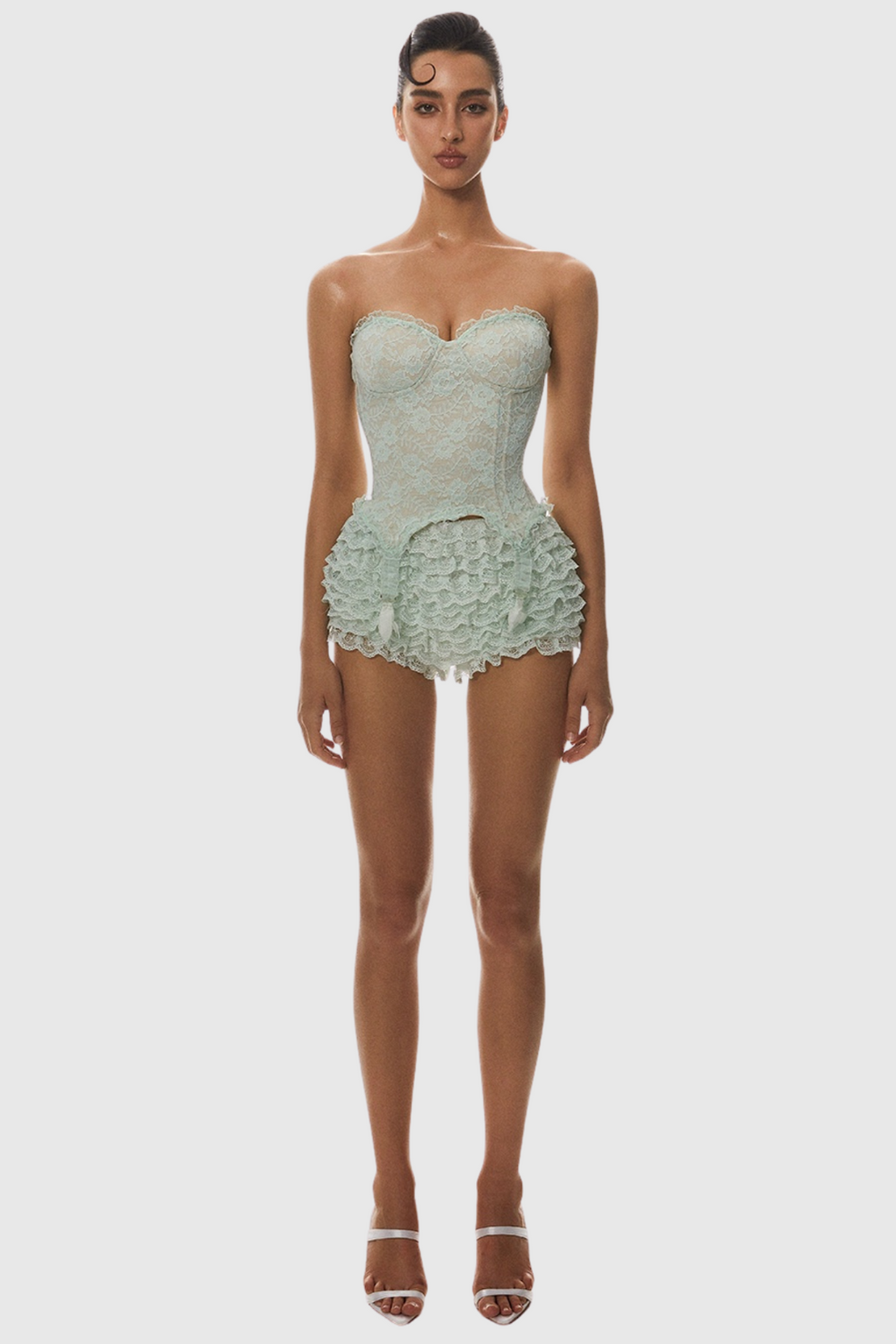 Atici Lace Strapless Corset - Green