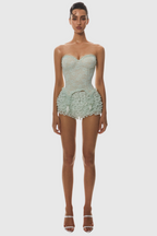 Atici Lace Strapless Corset - Green