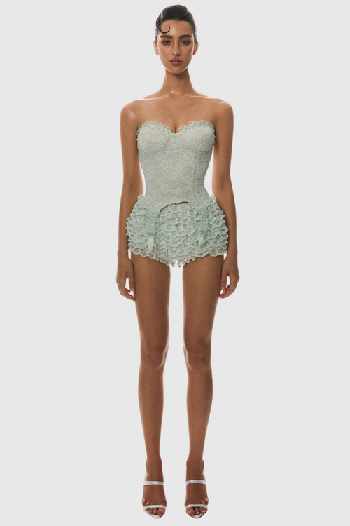 Flowering Girl Women Atici Lace Strapless Corset - Green