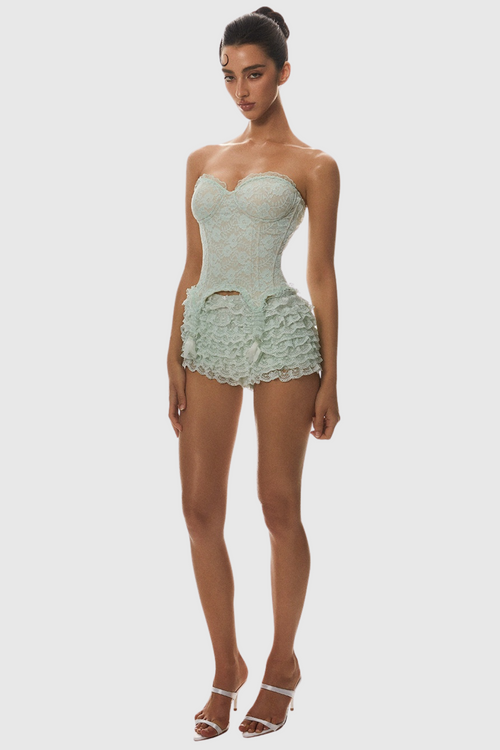 Flowering Girl Women Atici Lace Strapless Corset - Green