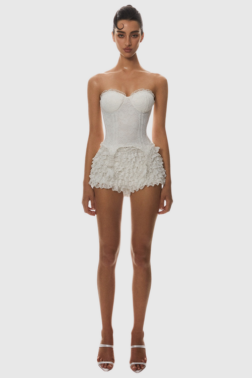 Flowering Girl Women Atici Lace Strapless Corset - White