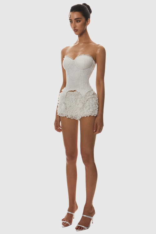 Flowering Girl Women Atici Lace Strapless Corset - White