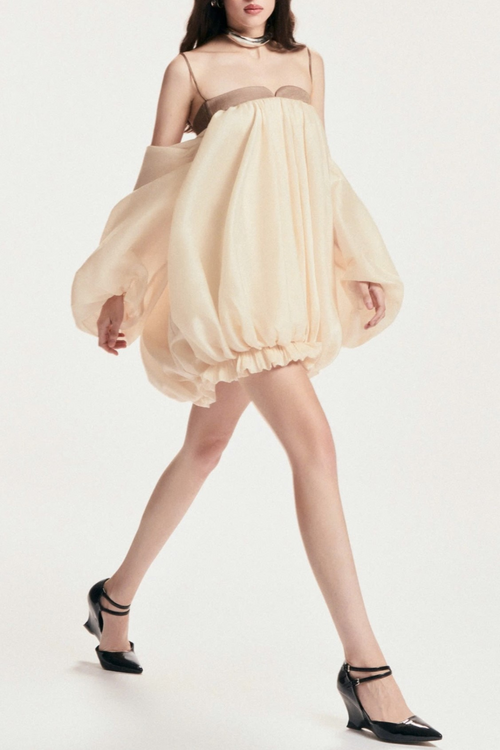 Flowering Girl Women Attica Off Shoulder Ruched Puff Mini Dress