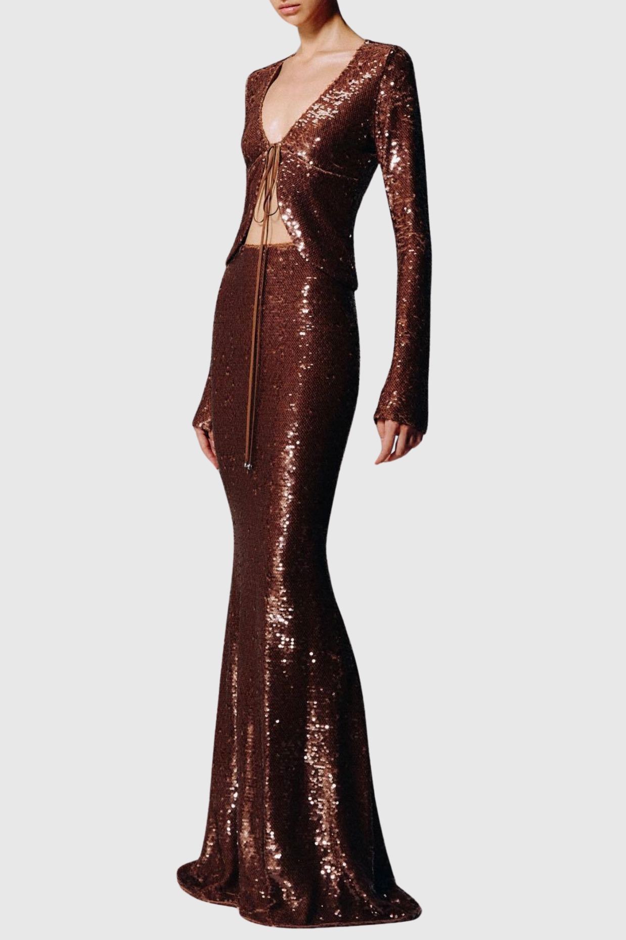 Flowering Girl Women Aubelin Sequin Two Piece Set - Brown