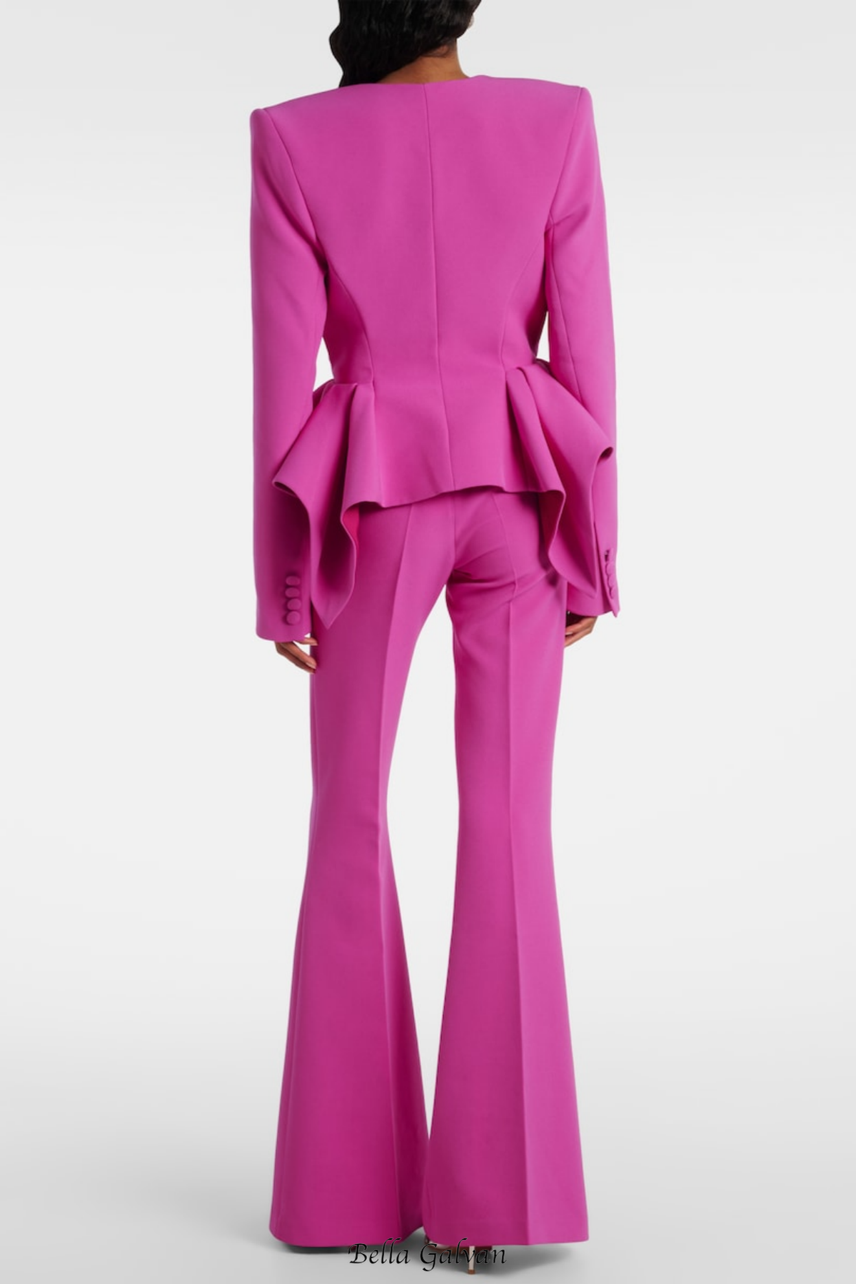 Audith Ruffled Blazer Two Piece Set - Pink