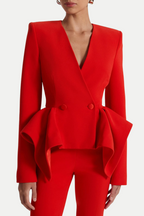 Flowering Girl Women Audith Ruffled Blazer Two Piece Set