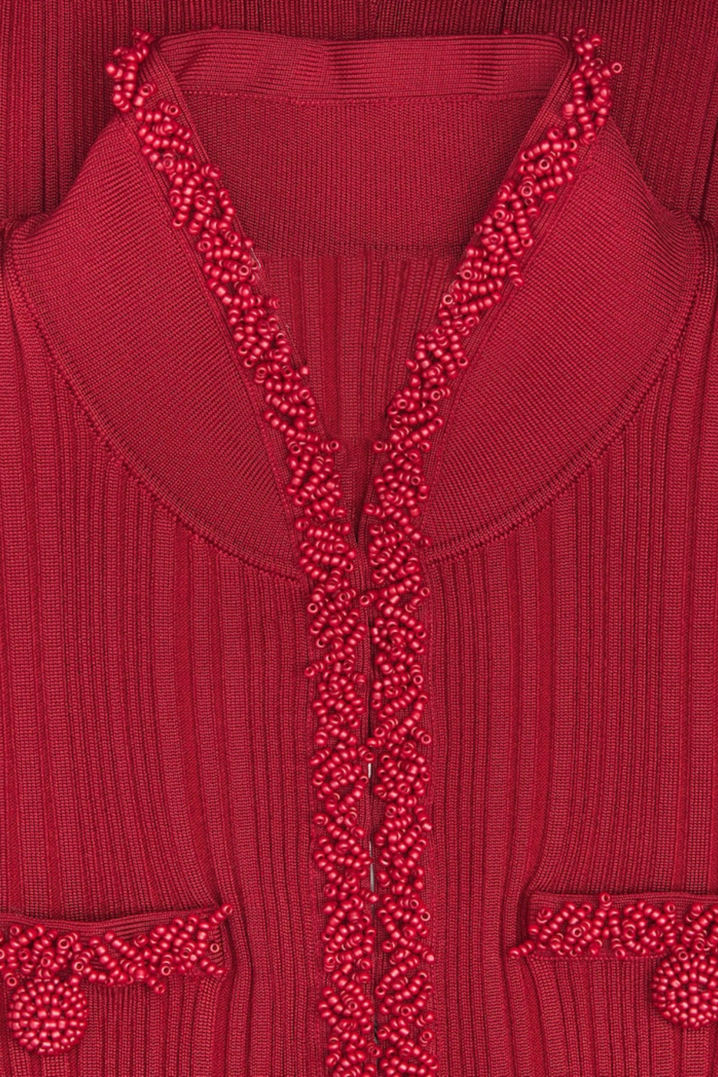 Austio Pearl Trim Knit Midi Dress