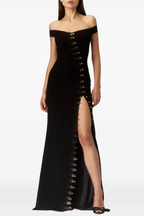 Flowering Girl Women Axela Off Shoulder Split Maxi Dress - Black