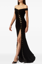Flowering Girl Women Axela Off Shoulder Split Maxi Dress - Black