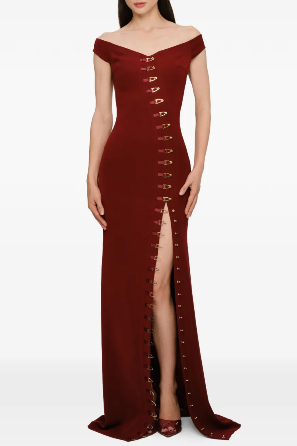 Flowering Girl Women Axela Off Shoulder Split Maxi Dress - Red