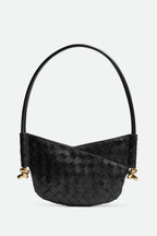 Flowering Girl Women Azalea Weave Mini Shoulder Bag - Black