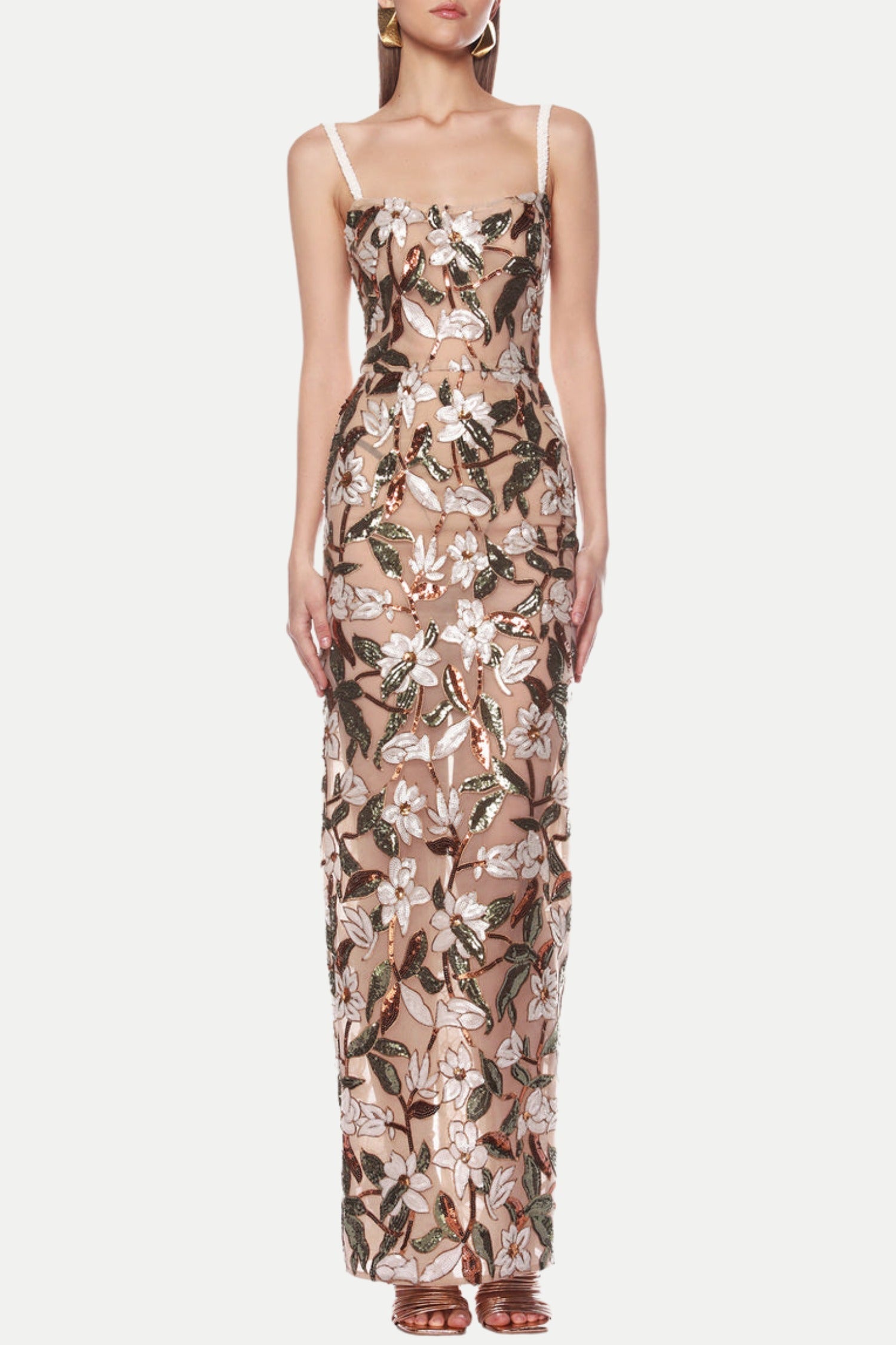 Flowering Girl Women Carsen Strappy Flower Embroidery Maxi Dress