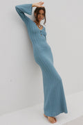 Flowering Girl Women Blue Long Knit Dress