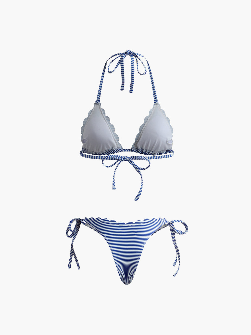 Halter Striped Removable Padded Bikini Set