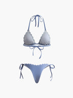Halter Striped Removable Padded Bikini Set