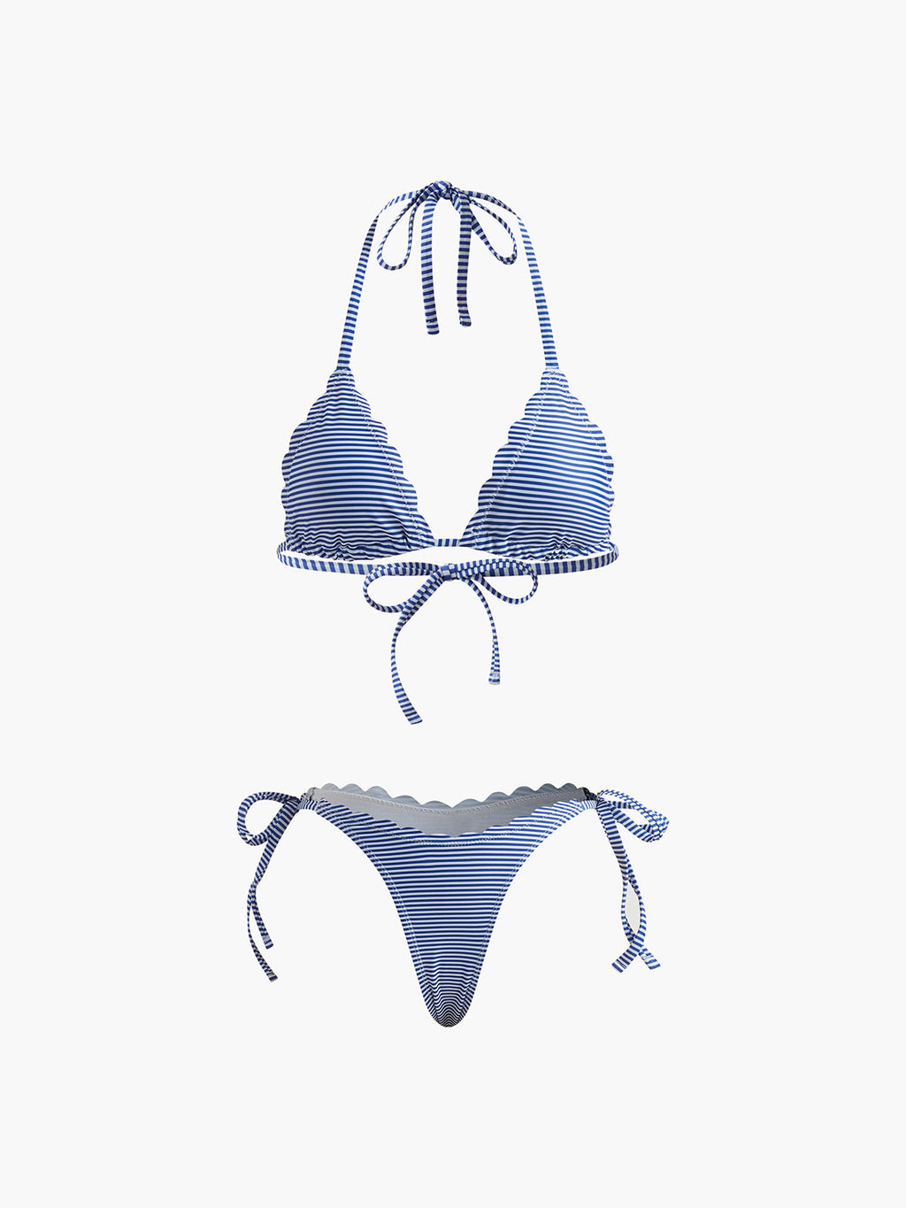 Halter Striped Removable Padded Bikini Set