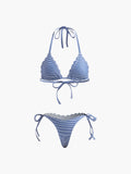 Halter Striped Removable Padded Bikini Set