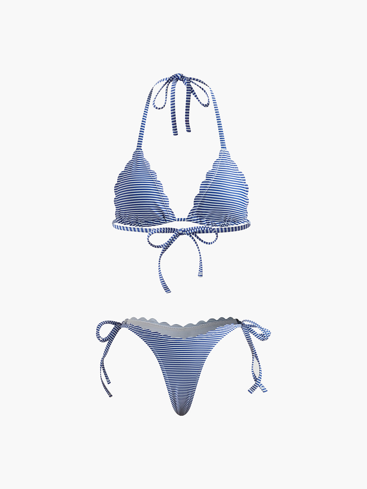 Halter Striped Removable Padded Bikini Set