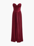 Flowering Girl Women Pleated Slim Tube Maxi Dress