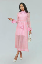 Flowering Girl Women vicky flower embellished lace midi dress in pink