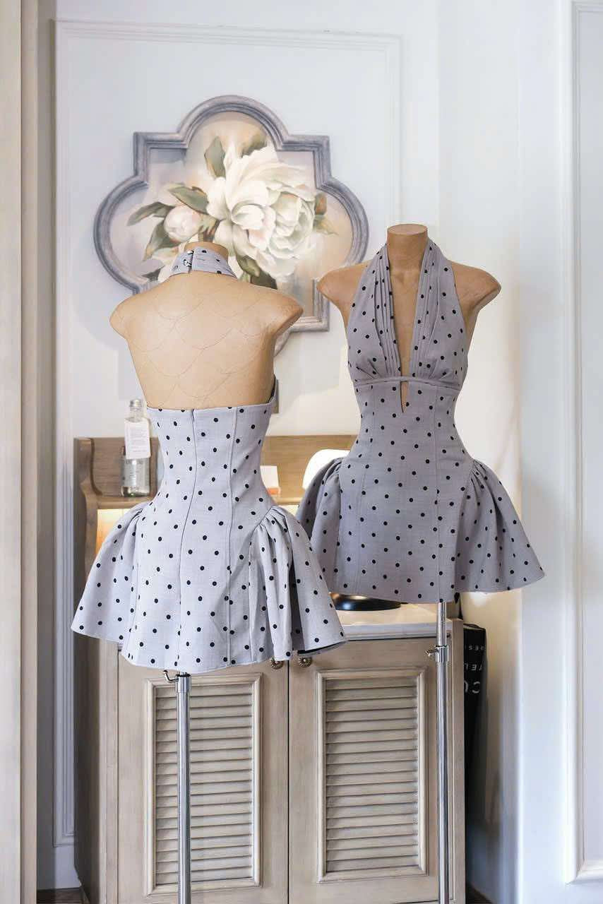 Flowering Girl Women Tiffany Plunge Dot Mini Dress
