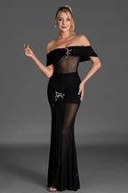 Flowering Girl Women LOGILIS CRYSTAL SHEER MESH DRESS IN BLACK