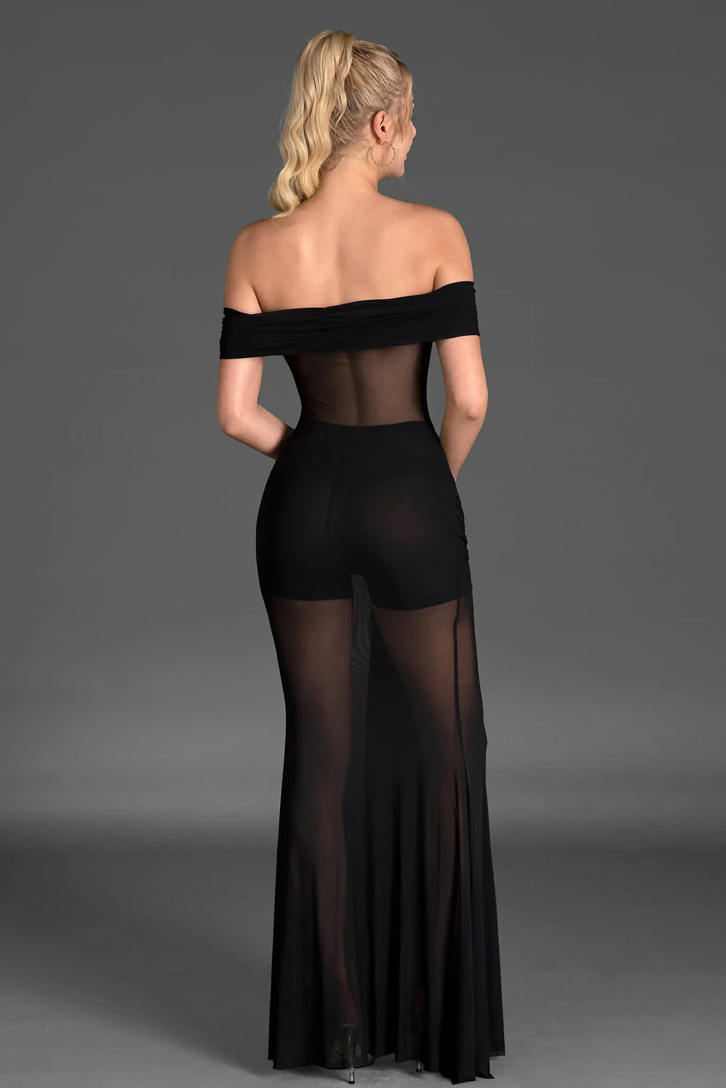 Flowering Girl Women LOGILIS CRYSTAL SHEER MESH DRESS IN BLACK