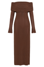 denise Off Shoulder sequin Maxi Dress - Chocolate