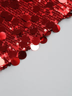Flowering Girl Women Sequin Strapless Mini Red Dress