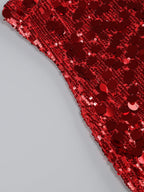 Flowering Girl Women Sequin Strapless Mini Red Dress
