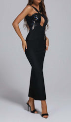 Flowering Girl Women Backless Sleeveless Bandage Maxi Dress In Black