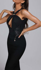 Flowering Girl Women Backless Sleeveless Bandage Maxi Dress In Black