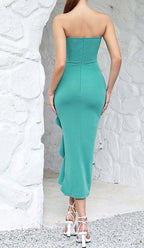 Flowering Girl Women Bandeau Ruffles Midi Dress In Green