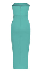 Flowering Girl Women Bandeau Ruffles Midi Dress In Green
