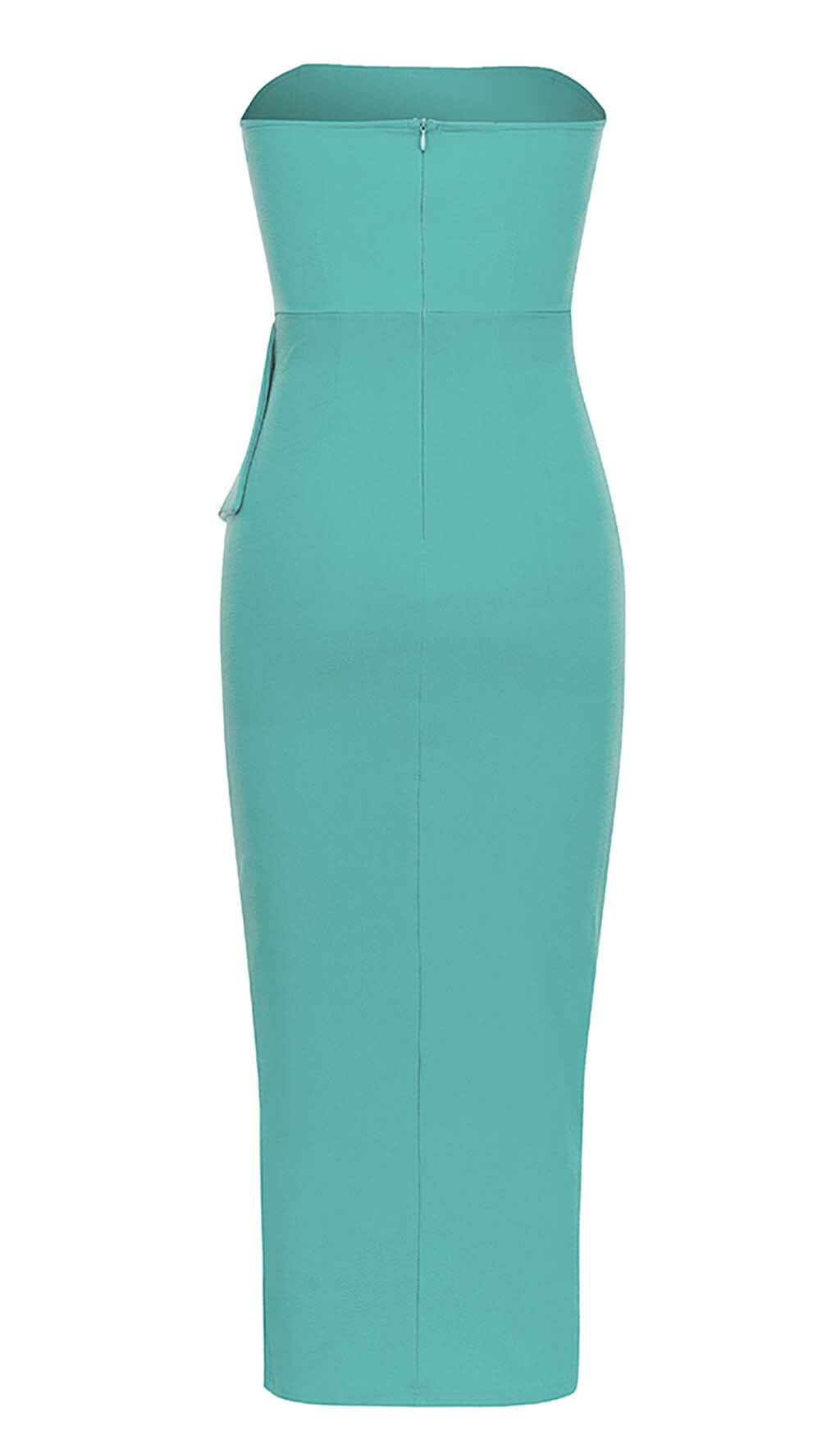 Flowering Girl Women Bandeau Ruffles Midi Dress In Green