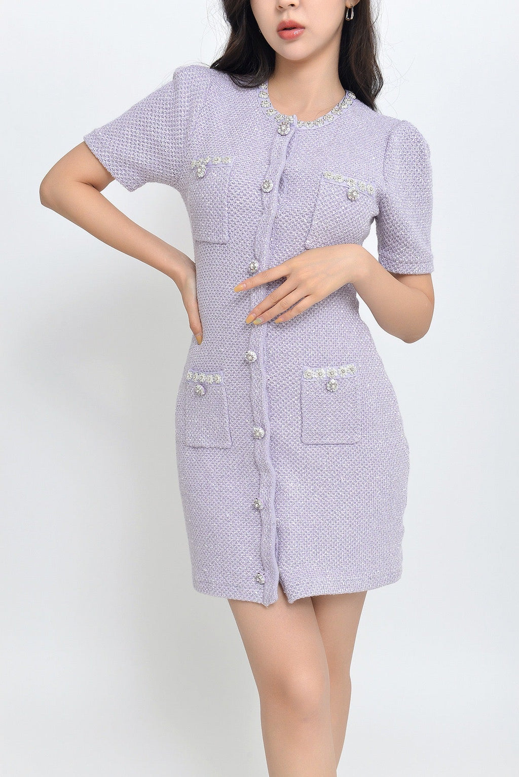 Flowering Girl Women Sequin-Embellished Knitted Mini Dress