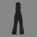 Flowering Girl Women Black Backless Hooded Jumpsuit With Slip Pockets