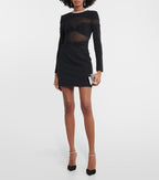 Flowering Girl Women Long Sleeve Crystal Neckline Mini Dress
