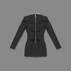 Flowering Girl Women Long Sleeve Crystal Neckline Mini Dress
