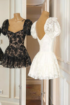 Lara Puff Lace Mini Dress