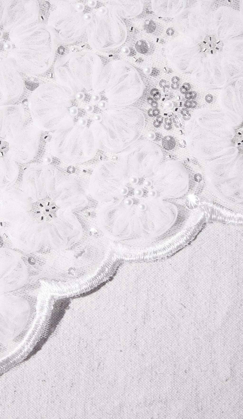 Flowering Girl Women Beaded Sequin Bandeau Mini Dress In White