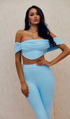 Flowering Girl Women Blue Temperament Bandage Suit