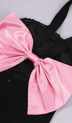 Flowering Girl Women Bow Back Mini Dress In Black