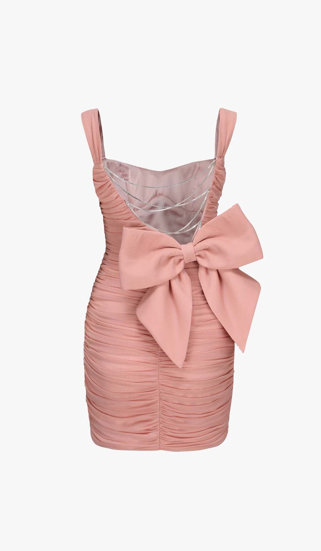 Flowering Girl Women Bow Detail Pleated Mini Dress With Gloves In Pink