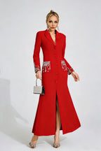 Flowering Girl Women simona Red Diamond embellished Maxi Dress