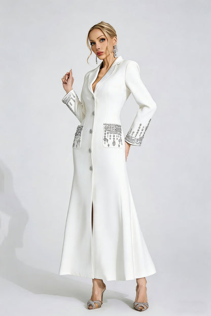 simona white Diamond embellished Maxi Dress