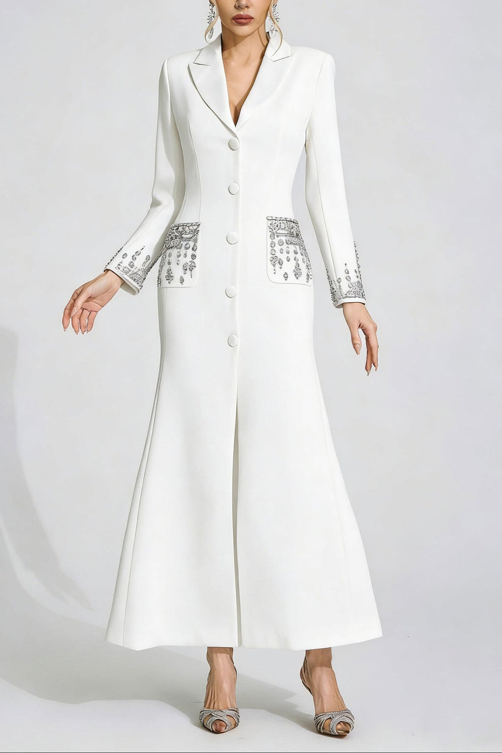 Flowering Girl Women simona white Diamond embellished Maxi Dress
