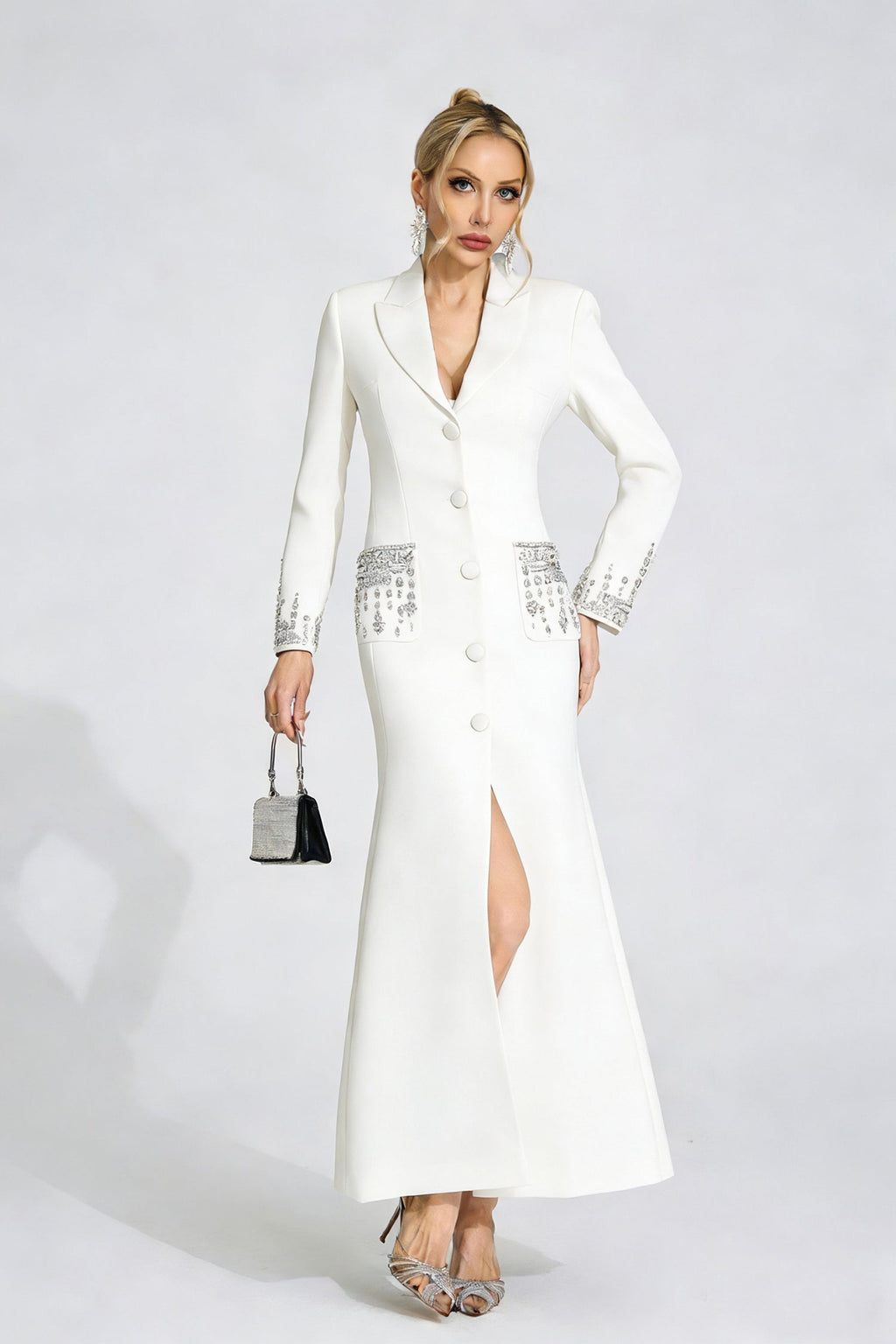 Flowering Girl Women simona white Diamond embellished Maxi Dress