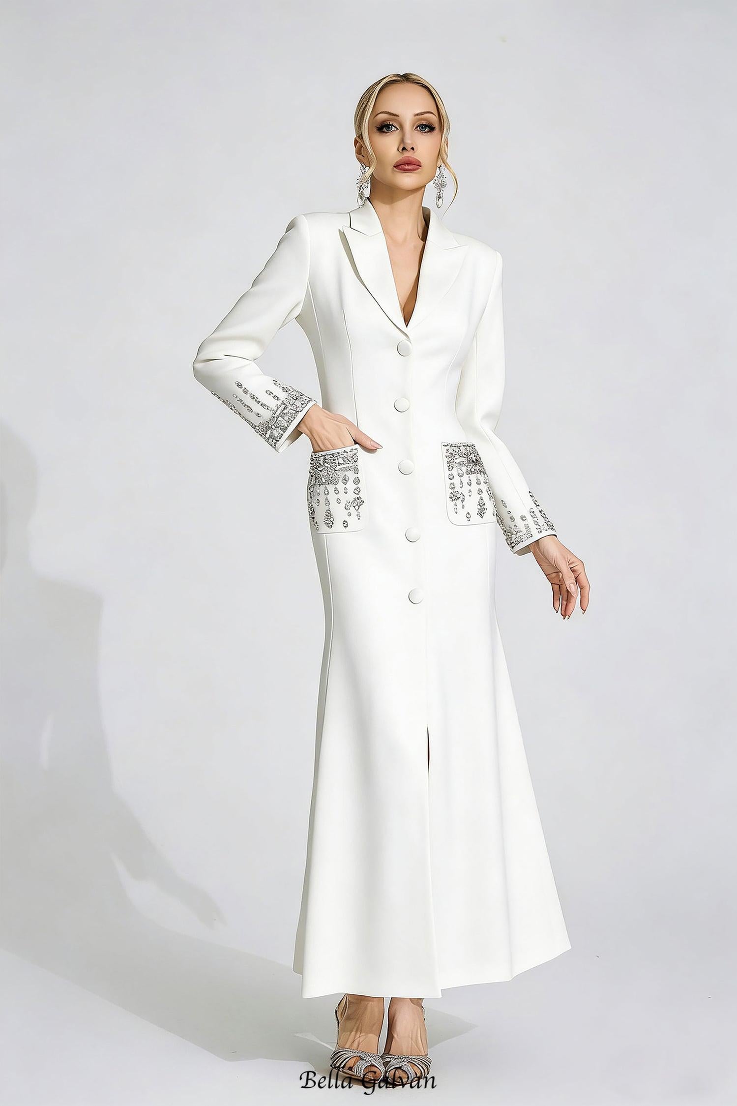 Flowering Girl Women simona white Diamond embellished Maxi Dress